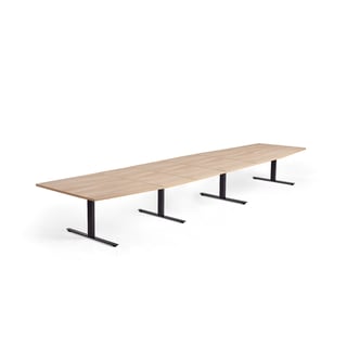 Jednací stůl MODULUS, 5600x1200 mm, T-nohy, černá podnož, dub