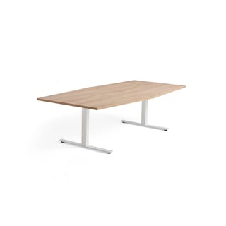 Konferenčna miza MODULUS, 2400x1200 mm, T- ogrodje, beli okvir, hrast