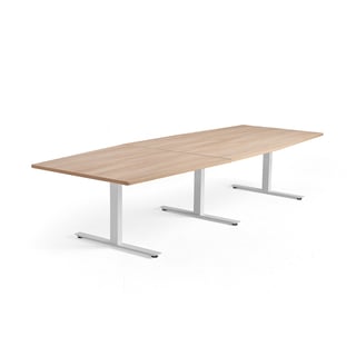 Jednací stůl MODULUS, 3200x1200 mm, T-nohy, bílá podnož, dub