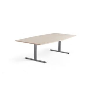 Rokovací stôl MODULUS, 2400x1200 mm, T-rám, strieborná, breza
