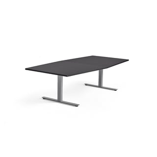 Konferenztisch MODULUS, 2400 x 1200 mm, T-Beingestell, Silber/schwarz