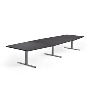 Konferenčna miza MODULUS, 4000x1200 mm, T- ogrodje, srebrni okvir, črna