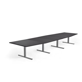 Rokovací stôl MODULUS, 4800x1200 mm, T-rám, strieborná, čierna
