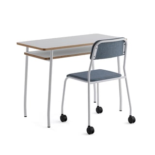 Nábytková sestava NOVUS + ATTEND, 1 stůl a 1 modrošedá židle