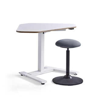 Nábytková sestava NOVUS + ACTON, 1 bílý rohový stůl a 1 stolička