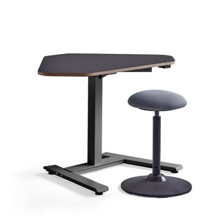 Pakke: NOVUS + ACTON, svart hjørneskrivebord og balansestol