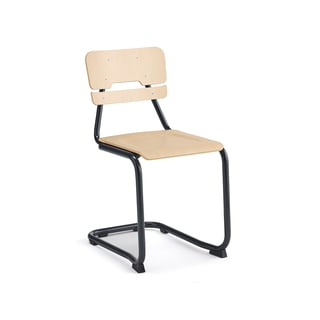 Classroom chair LEGERE I, H 450 mm, anthracite, birch