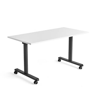 Stůl INSTANT, na kolečkách, sklápěcí deska, 1400x700 mm, antracitově šedá, bílá