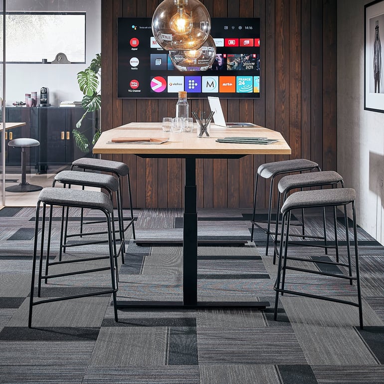 Standing conference table MODULUS, 2400x1200 mm, black frame, oak | AJ ...