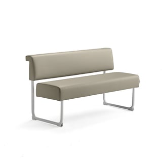 Sofa START, D 1400 mm, umjetna koža, sivo-smeđa, bijelo postolje