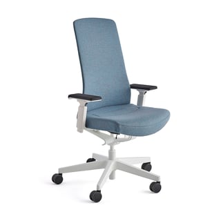 Office chair BELMONT, white frame, turquoise