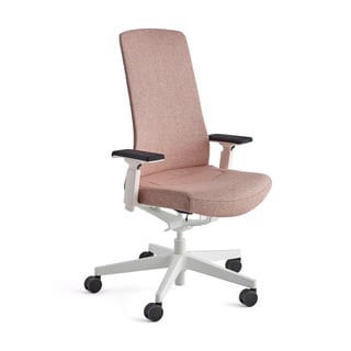 Office chair BELMONT, white frame, salmon pink