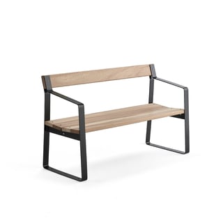 Wooden bench CHAT, L 1400 mm, anthracite frame, oak