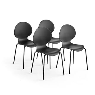 Krēsls POMONA, 4 gab. komplekts, melns