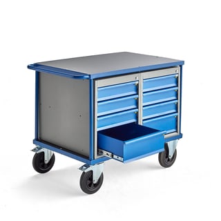 Workshop trolley MOBILE, 2 drawer units, 875x1000x700 mm