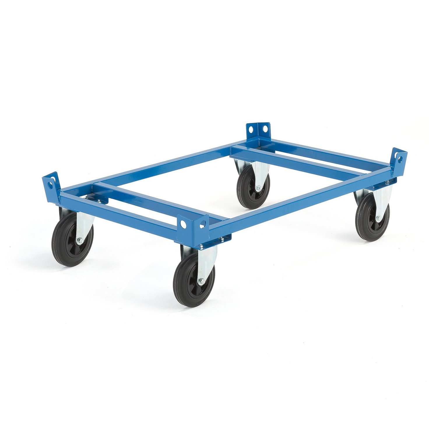 Low secure pallet trolley FRAME, Ø 200 mm rubber wheels, no brakes, 500 ...