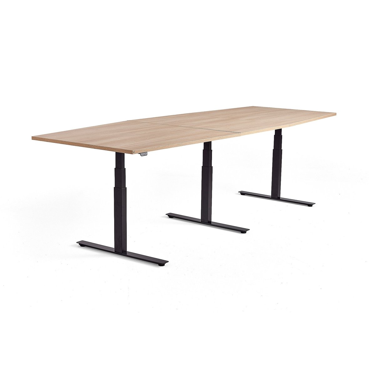 Standing conference table MODULUS, 3200x1200 mm, black frame, oak | AJ ...