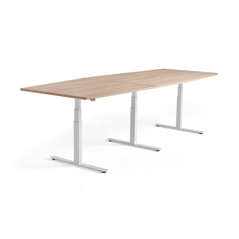 Standing conference table MODULUS, 3200x1200 mm, white frame, oak | AJ ...
