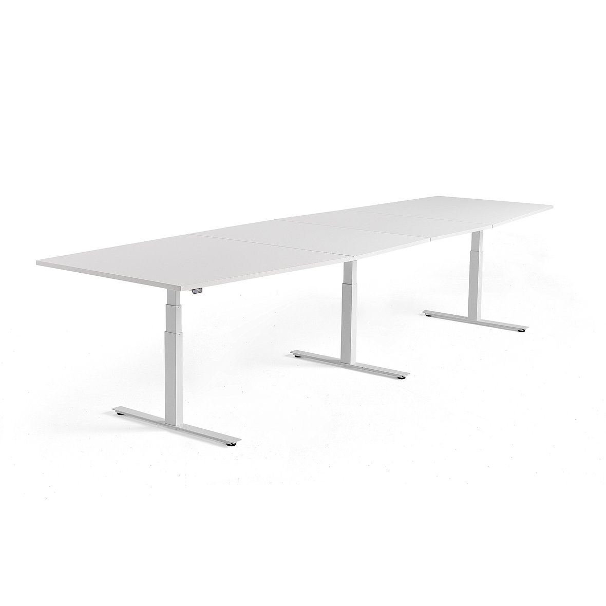 Standing conference table MODULUS, 4000x1200 mm, white frame, white