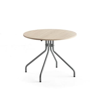 Stół AROUND, Ø900 mm, brzoza laminat, szary aluminium