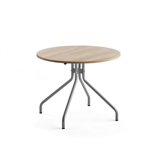 Table AROUND, Ø900 mm, oak laminate, alu grey