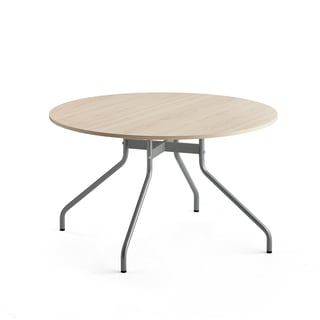 Stół AROUND, Ø1200 mm, brzoza laminat, szary aluminium