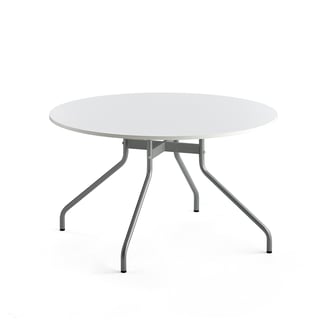 Table AROUND, Ø1200 mm, white laminate, alu grey