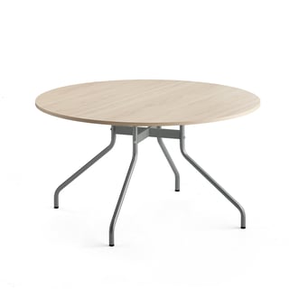 Stół AROUND, Ø1300 mm, brzoza laminat, szary aluminium