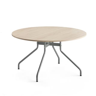 Table AROUND, Ø1300 mm, birch laminate, alu grey