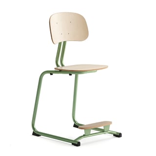 Classroom chair YNGVE, skid base, green, birch, H 500 mm