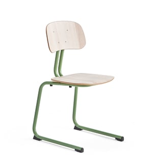 Classroom chair YNGVE, skid base, green, ash, H 460 mm
