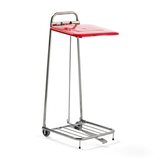 Refuse bag stand, 1050x430x450 mm, 125 L, red lid