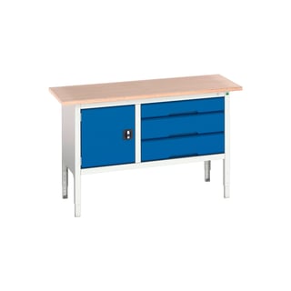 Storage bench BOTT®, 1 cupboard + 3 drawers, 600x1500 mm