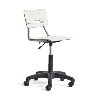 Krzesło LEGERE z regulacją wysokości, mniejsze siedzisko, na kółkach, 430-550 mm, biały