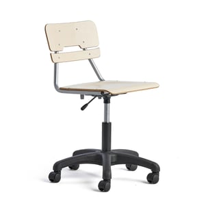 Chair LEGERE height adjustable, large seat, with wheels, H 430-550 mm, birch