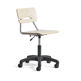 Stuhl LEGERE höhenverstellbar, große Sitzfläche, Rollen, H 430-550 mm, Birke