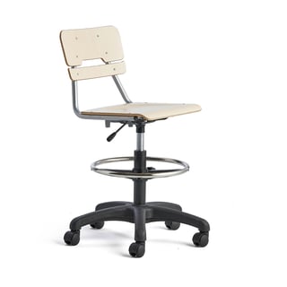 Chair LEGERE height adjustable, small seat, with wheels, H 530-720 mm, birch