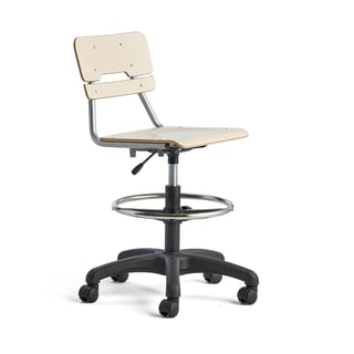 Stuhl LEGERE höhenverstellbar, kleine Sitzfläche, Rollen, H 530-720 mm, Birke