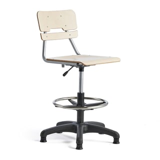 Chair LEGERE height adjustable, large seat, with glidefeet, H 500-690 mm, birch