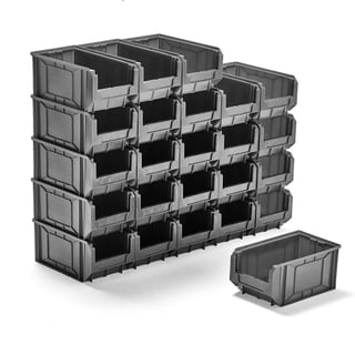 Plastové boxy APART, 345x205x165 mm, 24 ks, šedá