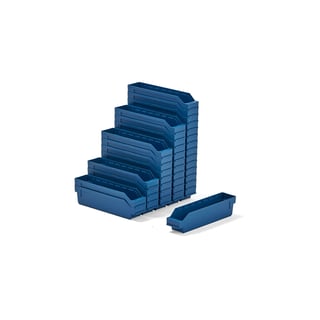 Magazijnbakken REACH, 400 x 90 x 95 mm, 40 stuks, blauw