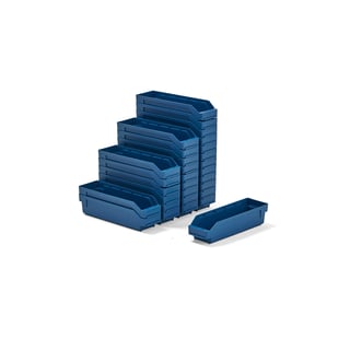 Magazijnbakken REACH, 400 x 120 x 95 mm, 30 stuks, blauw