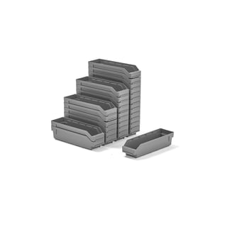 Component bins REACH, 400x120x95 mm, 30-pack, grey