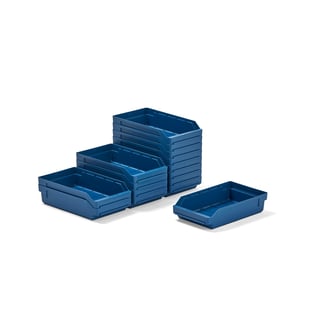 Magazijnbakken REACH, 400 x 240 x 95 mm, 15 stuks, blauw