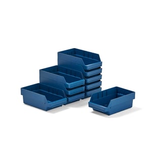Magazijnbakken REACH, 400 x 240 x 150 mm, 10 stuks, blauw