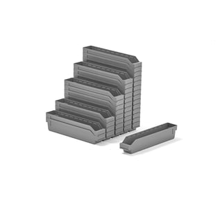 Component bins REACH, 500x90x95 mm, 40-pack, grey