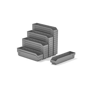 Component bins REACH, 500x120x95 mm, 30-pack, grey