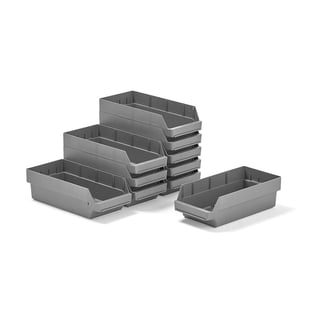 Component bins REACH, 500x240x150 mm, 10-pack, grey