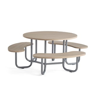 Seating group OCTO, ash benches, silver frame