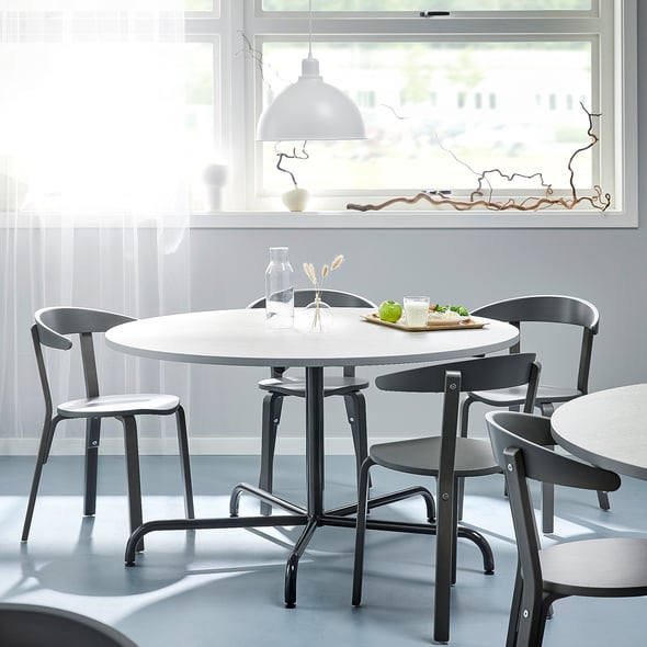 Table PLURAL, Ø 1300x720 mm, linoleum top, grey, anthracite AJ Products